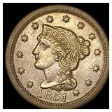 1851 Braided Hair Large Cent HIGH GRADE