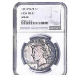 1921 Silver Peace Dollar NGC MS64