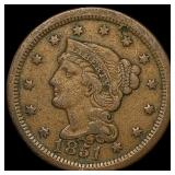 1851 Braided Hair Large Cent NEARLY UNCIRCULATED