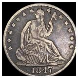 1847-O Silver Seated Liberty Half Dollar  ABOUT U