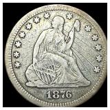 1876-CC Silver Seated Liberty Quarter HIGH GRADE