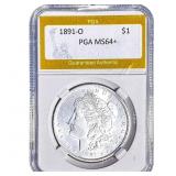 1891-O Morgan Silver Dollar PGA MS64+