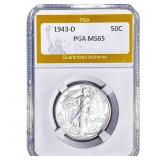 1943-D Walking Liberty Half Dollar PGA MS65
