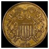 1865 Two-Cent Piece NEARLY UNCIRCULATED