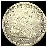 1877-S Silver Seated Liberty Quarter LIGHTLY  CIR