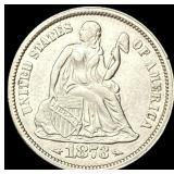 1873 Arrows Seated Liberty Dime NEARLY  UNCIRCULA