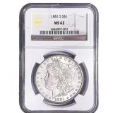 1881-S Morgan Silver Dollar NGC MS62