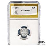 1865 Nickel Three Cent PGA MS65