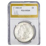 1921-D Morgan Silver Dollar PGA MS64