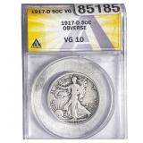 1917-D Walking Liberty Half Dollar ANACS VG10 Obv.