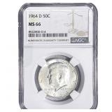 1964-D Kennedy Half Dollar NGC MS66