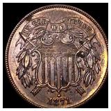 1871 Copper Two-Cent Piece CLOSELY  UNCIRCULATED