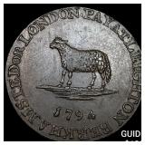 1794 London Halfpenny Token - Lace Manufactory