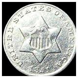 1851 Silver Three-Cent Piece NEARLY UNCIRCULATED