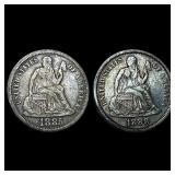 [2]1885/1888 Seated Liberty Silver Dime  NEARLY U