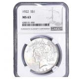 1922 Morgan Silver Dollar NGC MS63