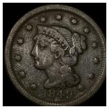 1849 Braided Hair Large Cent LIGHTLY  CIRCULATED