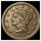 1853 Braided Hair Large Cent NEARLY  UNCIRCULATED