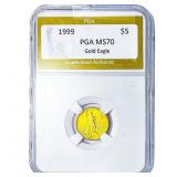 1999 1/10oz $5 Gold Eagle PGA MS70