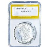 1878 Rev 79 Morgan Silver Dollar PGA MS63