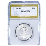 1934-S Walking Liberty Half Dollar PGA MS66