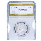 1854 Seated Liberty Quarter PGA MS61