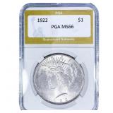 1922 Silver Peace Dollar PGA MS66