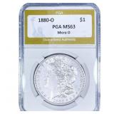 1880-O Morgan Silver Dollar PGA MS63 Micro O