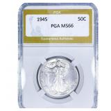 1945 Walking Liberty Half Dollar PGA MS66