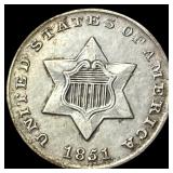 1851 Silver Three-Cent Piece CLOSELY  UNCIRCULATE