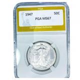 1947 Walking Liberty Half Dollar PGA MS67