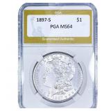 1897-S Morgan Silver Dollar PGA MS64