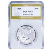 1964 Kennedy Half Dollar PGA PR67 Accented Hair