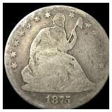 1875 Silver Seated Liberty Half Dollar HIGH  GRAD