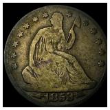 1853-O Arrows/Rays Silver Seated Liberty Half  Do