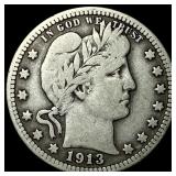 1913 Barber Silver Quarter LIGHTLY CIRCULATED