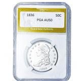 1836 Capped Bust Half Dollar PGA AU50