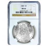 1888 Morgan Silver Dollar NGC MS62