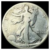 1921-S Silver Walking Liberty Half Dollar LIGHTLY