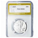 1937 Walking Liberty Half Dollar PGA MS66