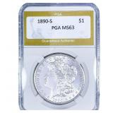 1890-S Morgan Silver Dollar PGA MS63