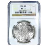 1882 Morgan Silver Dollar NGC MS62