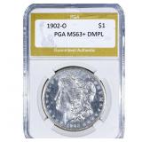 1902-O Morgan Silver Dollar PGA MS63+ DMPL