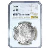 1880-S Morgan Silver Dollar NGC MS64