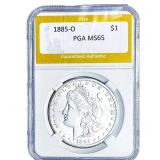 1885-O Morgan Silver Dollar PGA MS65
