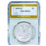 1878-CC Morgan Silver Dollar PGA MS63+
