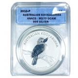 2010 Sliver $1 Australian Kookaburra 1oz ANACS MS7