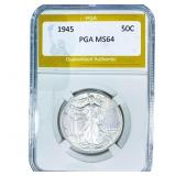 1945 Walking Liberty Half Dollar PGA MS64