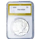 1924 Silver Peace Dollar PGA MS64