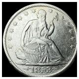 1853 Arrows Seated Liberty Half Dollar NEARLY UNCI